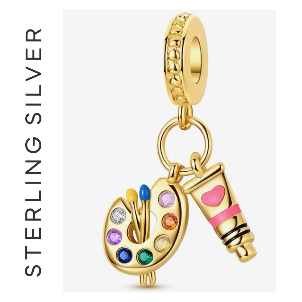14k Gold Plated Artist Palette Paint Tube Charm 45$
